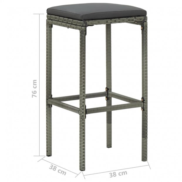5 Piece Garden Bar Set With Cushions Poly Rattan Grey Image 9