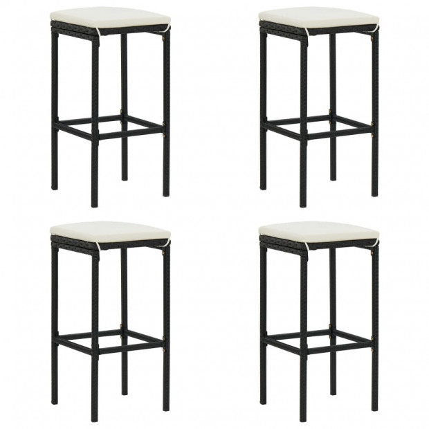 5 Piece Garden Bar Set Black With Cushions Poly Rattan Image 5