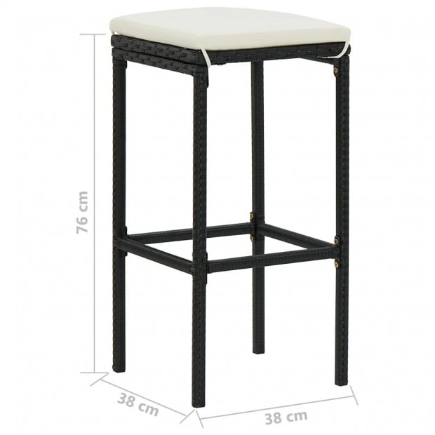 5 Piece Garden Bar Set Black With Cushions Poly Rattan Image 9