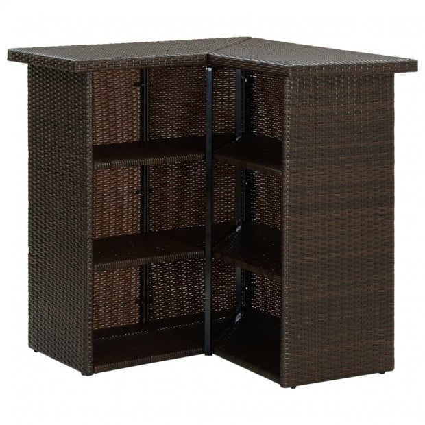 4 Piece Garden Bar Set With Cushions Poly Rattan Brown Image 6
