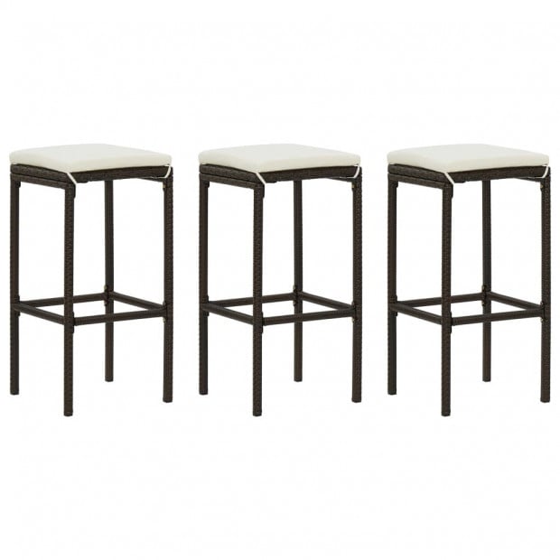 4 Piece Garden Bar Set With Cushions Poly Rattan Brown Image 7