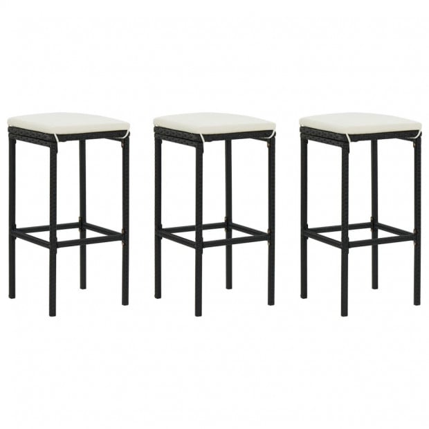4 Piece Garden Bar Set With Cushions Poly Rattan Black Image 7