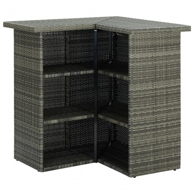 4 Piece Garden Bar Set With Cushions Poly Rattan Grey Image 4
