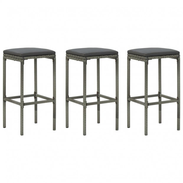 4 Piece Garden Bar Set With Cushions Poly Rattan Grey Image 7