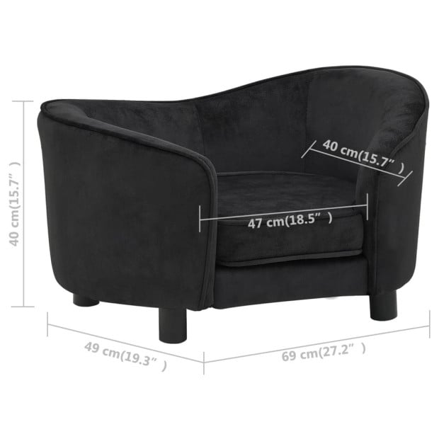 Dog Sofa Black 69x49x40 Cm Plush Image 9