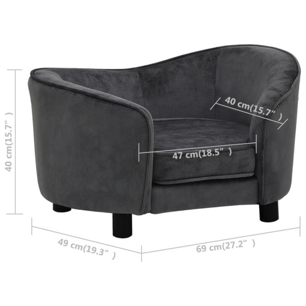 Dog Sofa Dark Grey 69x49x40 Cm Plush Image 9
