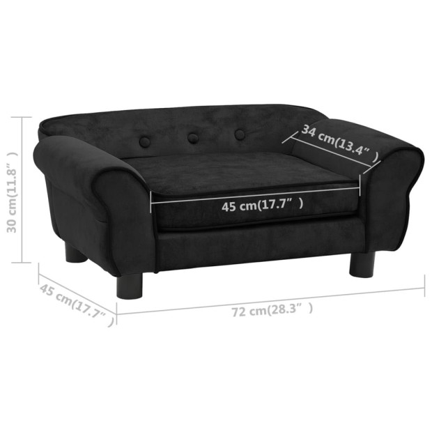 Dog Sofa Black 72x45x30 Cm Plush Image 10