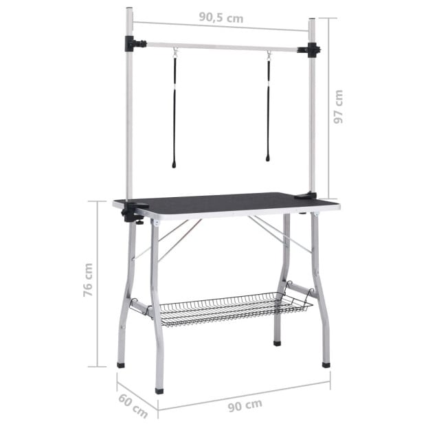 Dog Grooming Adjustable Table With 2 Loops And Basket Image 11