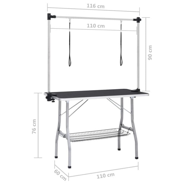 Adjustable Dog Grooming Table With 2 Loops And Basket Image 11