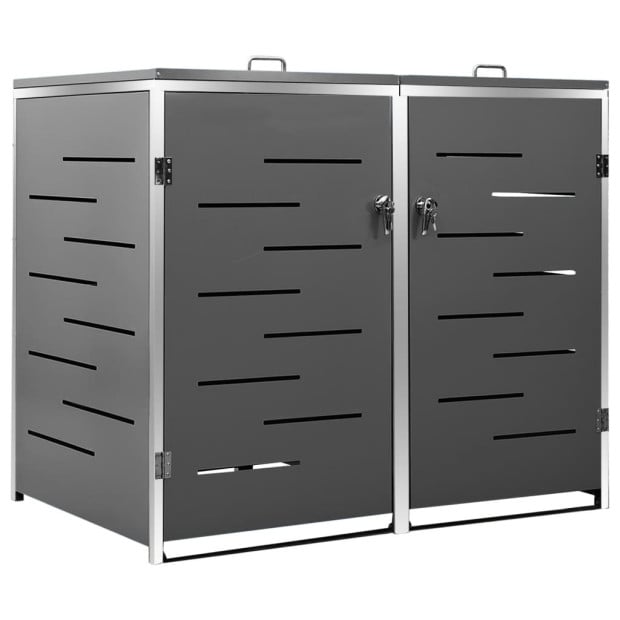 Double Wheelie Bin Shed 138x77.5x115.5 Cm Stainless Steel Image 2