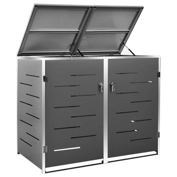 Double Wheelie Bin Shed 138x77.5x115.5 Cm Stainless Steel Image 9