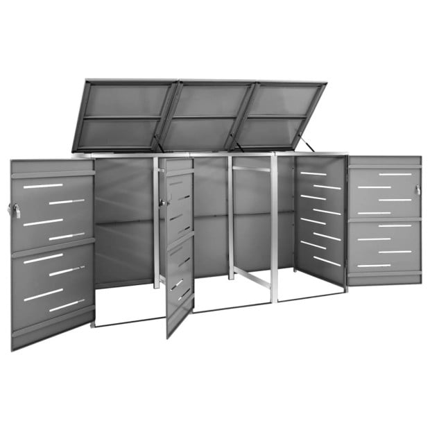 Triple Wheelie Bin Shed 207x77.5x115 Cm Stainless Steel Anthracite Image 6