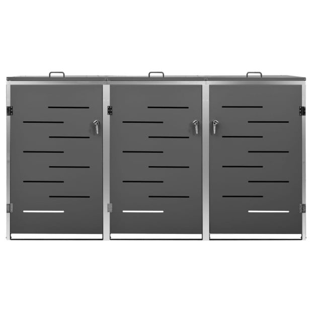 Triple Wheelie Bin Shed 207x77.5x115 Cm Stainless Steel Anthracite Image 8