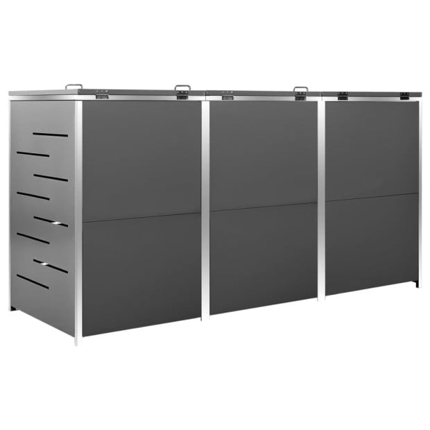 Triple Wheelie Bin Shed 207x77.5x115 Cm Stainless Steel Anthracite Image 10