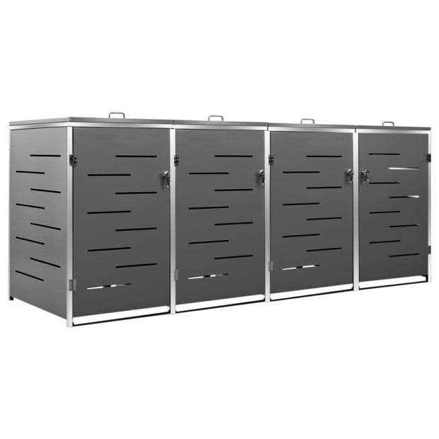 Quadruple Wheelie Bin Shed 276.5x77.5x115.5 Cm Stainless Steel Anthracite Image 2