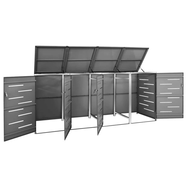 Quadruple Wheelie Bin Shed 276.5x77.5x115.5 Cm Stainless Steel Anthracite Image 6