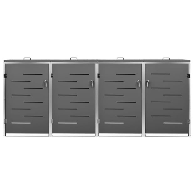 Quadruple Wheelie Bin Shed 276.5x77.5x115.5 Cm Stainless Steel Anthracite Image 8
