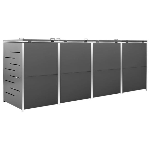 Quadruple Wheelie Bin Shed 276.5x77.5x115.5 Cm Stainless Steel Anthracite Image 10