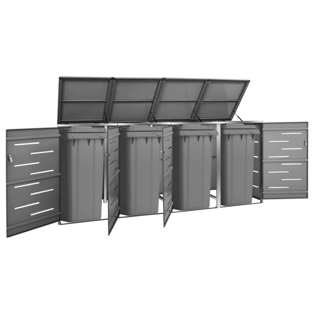 Quadruple Wheelie Bin Shed 276.5x77.5x115.5 Cm Stainless Steel Anthracite