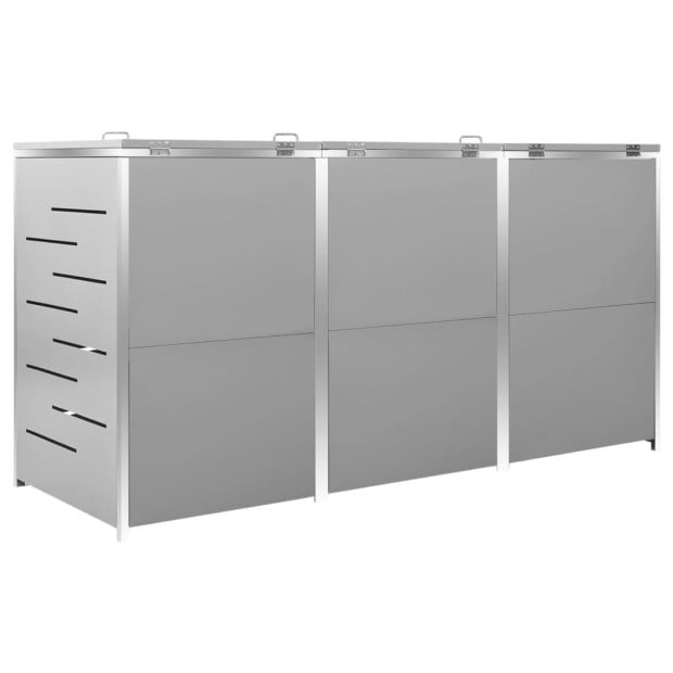 Triple Wheelie Bin Shed 207x77.5x115 Cm Stainless Steel Grey Image 10