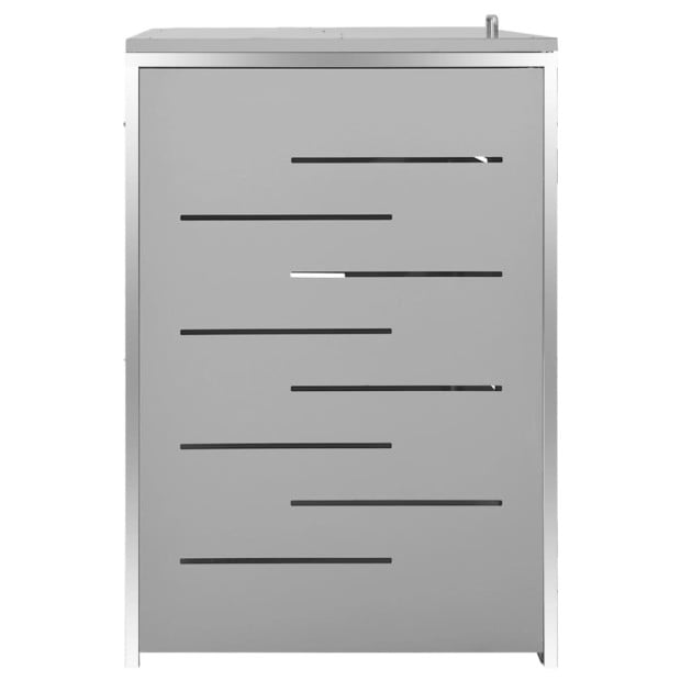 Quadruple Wheelie Bin Shed 276.5x77.5x115.5 Cm Stainless Steel Grey Image 9