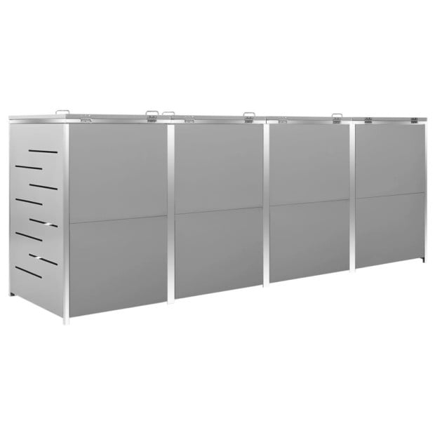 Quadruple Wheelie Bin Shed 276.5x77.5x115.5 Cm Stainless Steel Grey Image 10