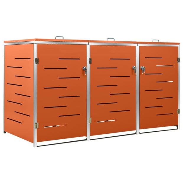 Triple Wheelie Bin Shed 207x77.5x115 Cm Stainless Steel Image 2