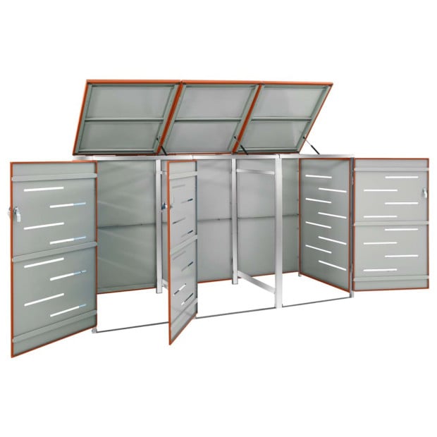 Triple Wheelie Bin Shed 207x77.5x115 Cm Stainless Steel Image 6