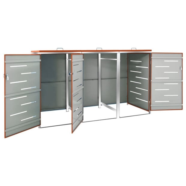 Triple Wheelie Bin Shed 207x77.5x115 Cm Stainless Steel Image 7