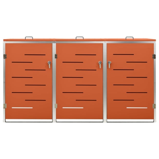 Triple Wheelie Bin Shed 207x77.5x115 Cm Stainless Steel Image 8
