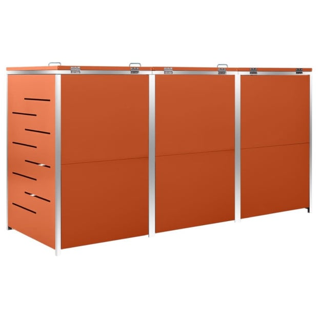 Triple Wheelie Bin Shed 207x77.5x115 Cm Stainless Steel Image 10