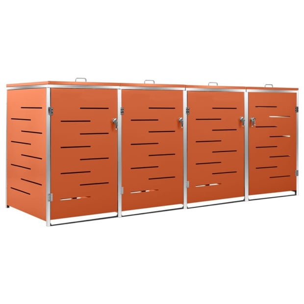 Quadruple Wheelie Bin Shed 276.5x77.5x115.5 Cm Stainless Steel Image 2