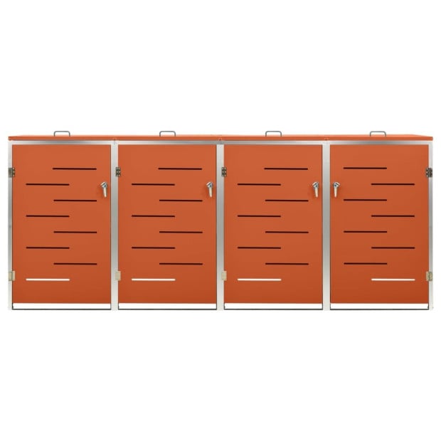 Quadruple Wheelie Bin Shed 276.5x77.5x115.5 Cm Stainless Steel Image 8