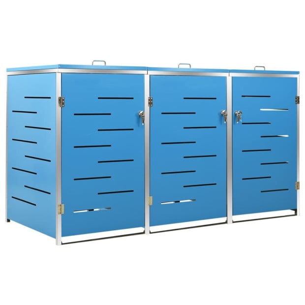 Triple Wheelie Bin Shed 207x77.5x115 Cm Stainless Steel Image 2