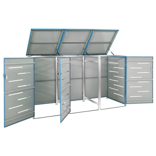 Triple Wheelie Bin Shed 207x77.5x115 Cm Stainless Steel Image 6