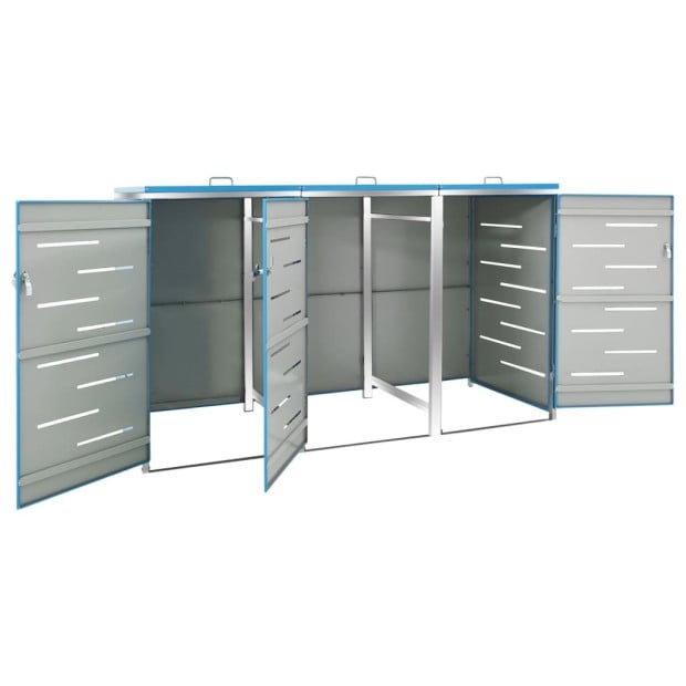 Triple Wheelie Bin Shed 207x77.5x115 Cm Stainless Steel Image 7