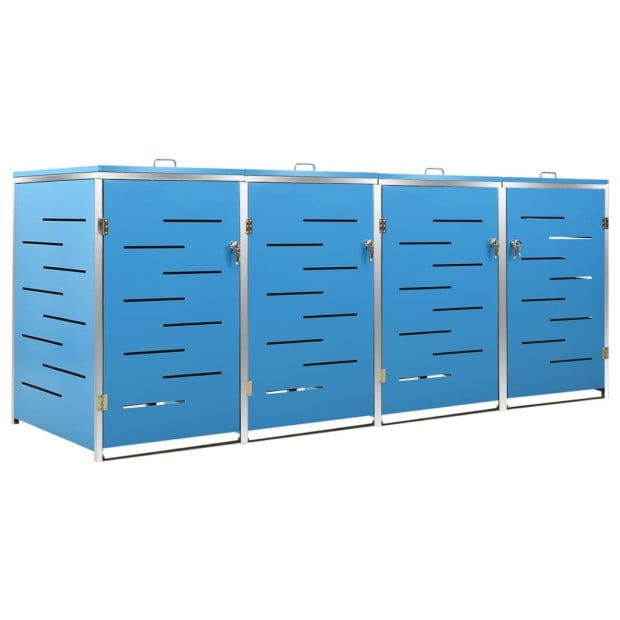 Quadruple Wheelie Bin Shed 276.5x77.5x115.5 Cm Stainless Steel Image 2