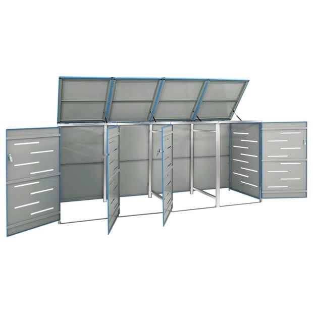 Quadruple Wheelie Bin Shed 276.5x77.5x115.5 Cm Stainless Steel Image 6