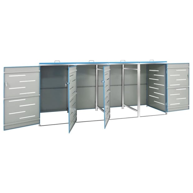 Quadruple Wheelie Bin Shed 276.5x77.5x115.5 Cm Stainless Steel Image 7
