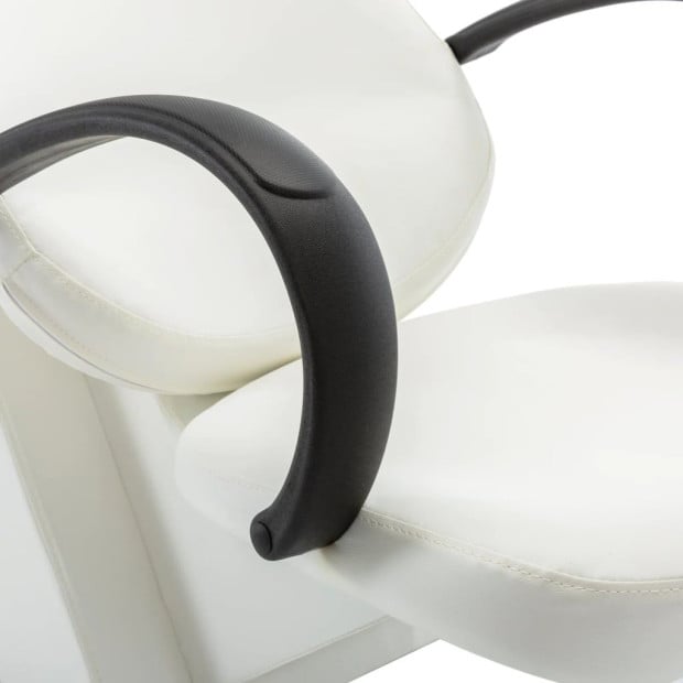 Salon Shampoo Chair With Washbasin White Faux Leather Image 5