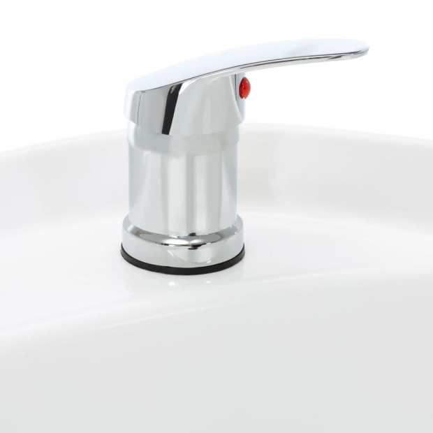 Salon Shampoo Chair With Washbasin White Faux Leather Image 6