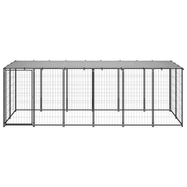 Dog Kennel Black 330x110x110 Cm Steel Image 2
