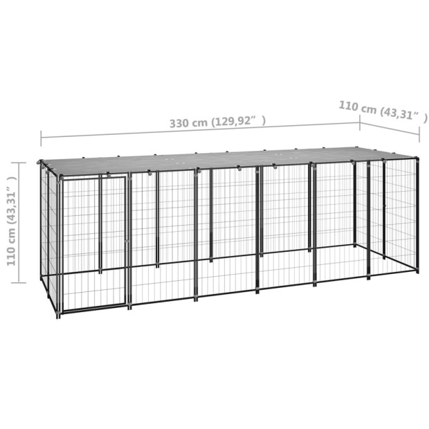 Dog Kennel Black 330x110x110 Cm Steel Image 6