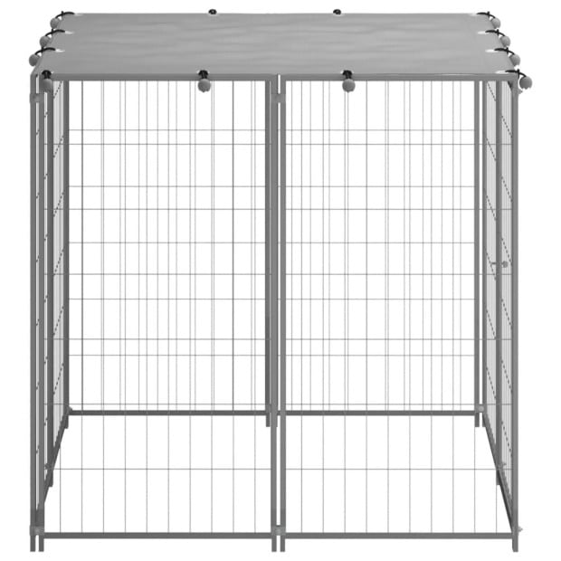 Dog Kennel Silver 110x110x110 Cm Steel Image 3