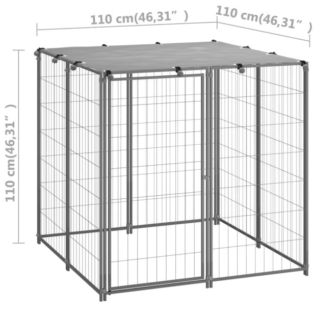 Dog Kennel Silver 110x110x110 Cm Steel Image 6