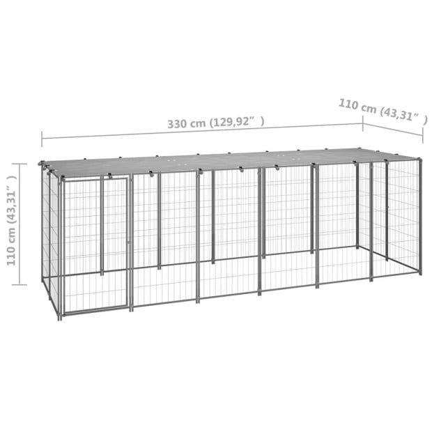 Dog Kennel Silver 330x110x110 Cm Steel Image 6