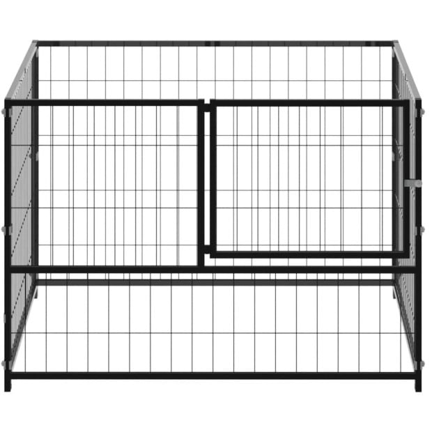 Dog Kennel Black 100x100x70 Cm Steel Image 2