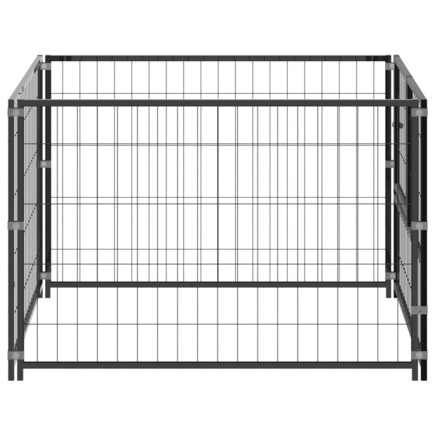 Dog Kennel Black 100x100x70 Cm Steel Image 3