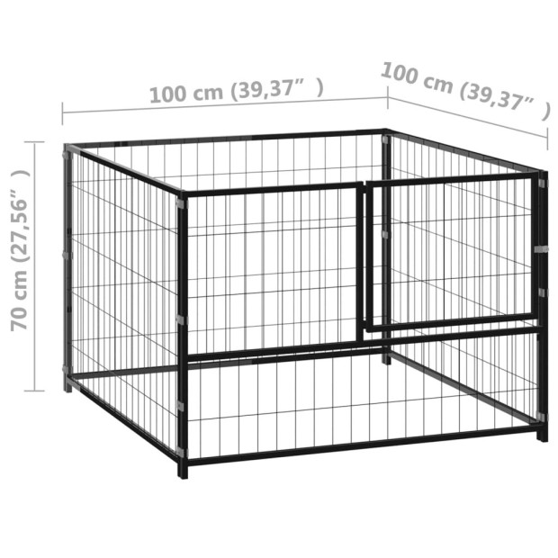 Dog Kennel Black 100x100x70 Cm Steel Image 5