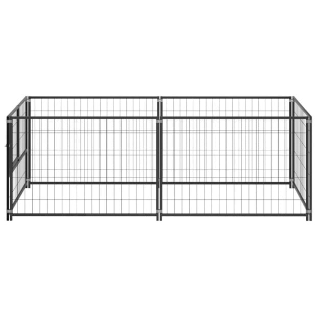 Dog Kennel Black 200x100x70 Cm Steel Image 2